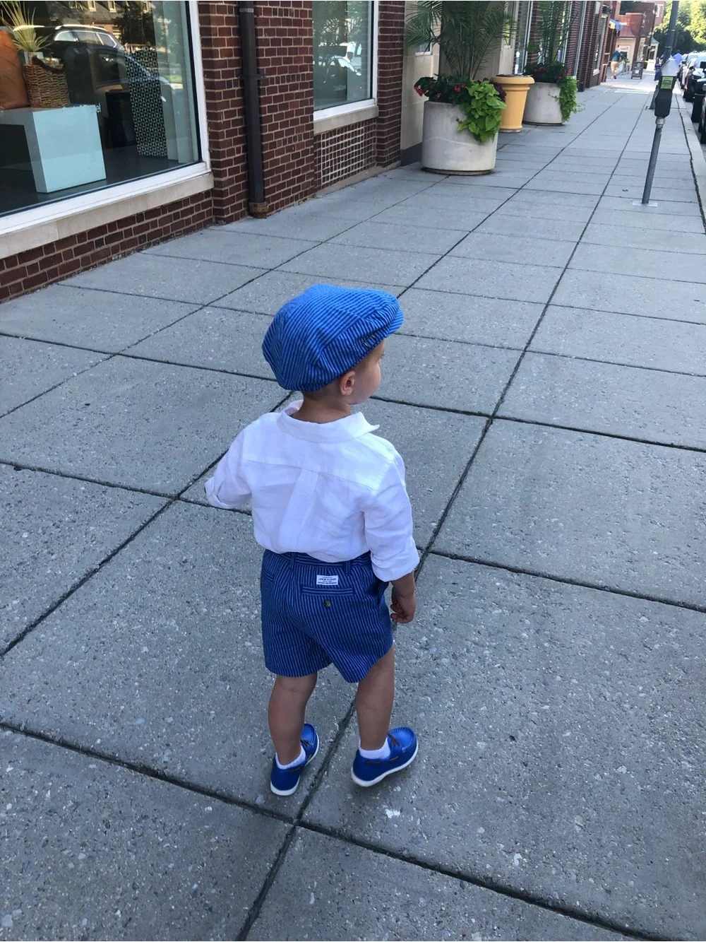 Janie and Jack Toddlers' Blue Pinstripe Fedora